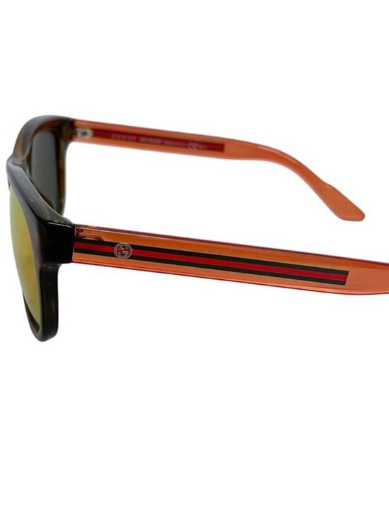 Gucci Sunglasses Mirror Orange Sherry Interlocking Lens Acetate Eyewear